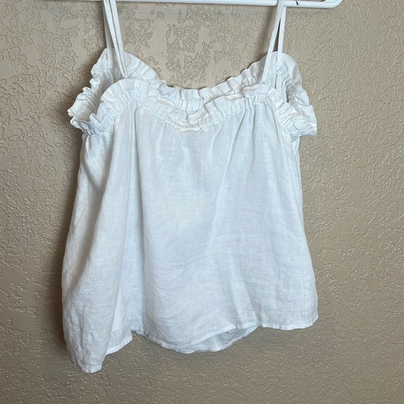 Aritzia Wilfred Vermeer Linen Camisole Ruffle Baby Doll Flowy Top Size Large - Picture 7 of 11